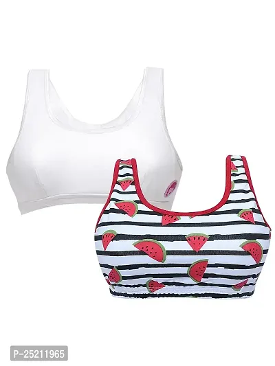 Buy D'chica Sports Bra for Girls, Cotton Non-Padded Beginners Bra,  Non-Wired Teenager Bras for Gym, Workout, Yoga Slip-on Kids Double Layered  Full Coverage Bra Online In India At Discounted Prices