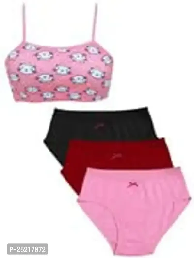Buy D'chica Cotton Women's Beginner Bra and Panties Combo (Set of 4)  Training Sports Bra and Hipster Panty for Women