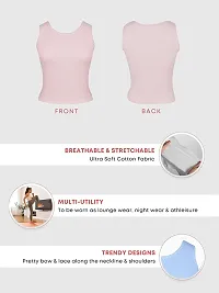 D?Chica Broad Strap Camisole Bra for Women's | Non- Padded Sleeveless Round Neck Full Coverage Undershirts Cami Vest with Regular Straps | Cotton Camisole Innerwear for Girls-thumb2