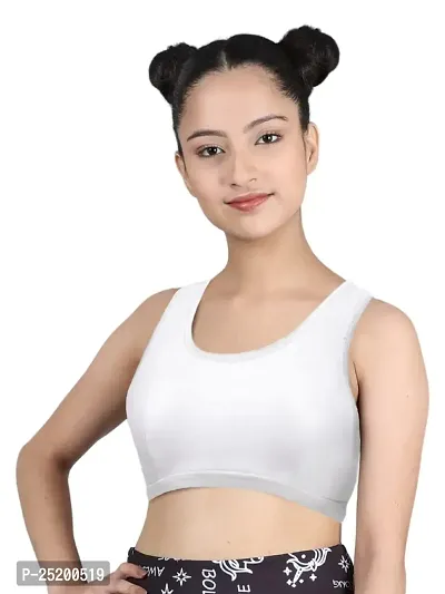 D'chica Sports Bra for Women  Girls, (Pack of 1) Cotton Non-Padded Full Coverage Beginners Wire-Free T-Shirt Gym Workout Bra with Regular Broad Strap, Activewear Training Bra for Teenagers