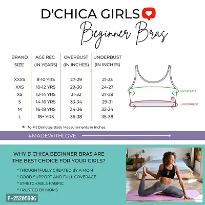 D'chica Sports Bra for Women  Girls (Pack of 2) Cotton Non-Padded Full Coverage Beginners Non-Wired T-Shirt Gym Workout Bra with Regular Broad Strap, Training Bra for Teenagers-thumb2