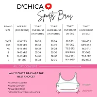 D'chica Sports Bra for Women  Girls, Cotton Non-Padded Full Coverage Beginners Wire-Free T-Shirt Gym Workout Bra with Regular Broad Strap, Training Bra for Teenager (Pack of 1) Pink-thumb1