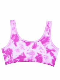 D'chica Sports Bra for Women  Girls, Cotton Non-Padded Full Coverage Beginners Non-Wired T-Shirt Gym Workout Bra with Regular Broad Strap, Training Bra for Teenager Kids (Pack of 1) Pink-thumb3