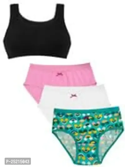 Buy D'chica Cotton Women's Beginner Bra and Panties Combo (Set of 4) Training  Sports Bra and Hipster Panty for Women