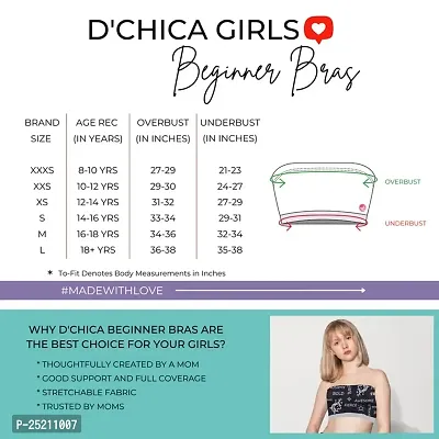 D'chica Slip-on Strapless (Pack of 1) Bra for Teenagers, Girls Sports Bra Cotton Non-Wired Beginners Non-Padded Crop Top Bra Full Coverage Seamless Gym Stylish Workout Training Bra for Kids-thumb2