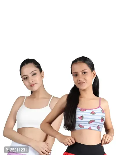 DChica Sports Bra for Women & Girls, Cotton Non-Padded Full Coverage  Beginners Non-Wired T-Shirt Gym Workout Bra with Regular Broad Strap,  Training