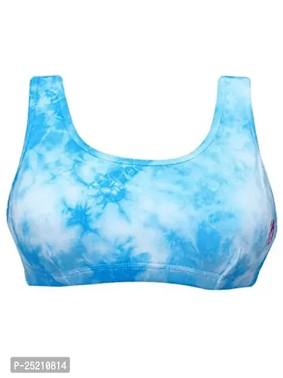 D'chica Sports Bra for Women  Girls, Cotton Non-Padded Full Coverage Beginners Non-Wired T-Shirt Gym Workout Bra with Regular Broad Strap, Printed Training Bra for Teenager Kids (Pack of 1)-thumb5