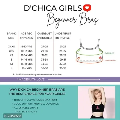 D'chica Printed Uniform Bras for Women  Girls, Cotton Non-Padded Full Coverage Seamless Everyday Non-Wired Gym Workout Bra with Adjustable Thin Strap, Training Bra for Teenager Kids (Pack of 2)-thumb2