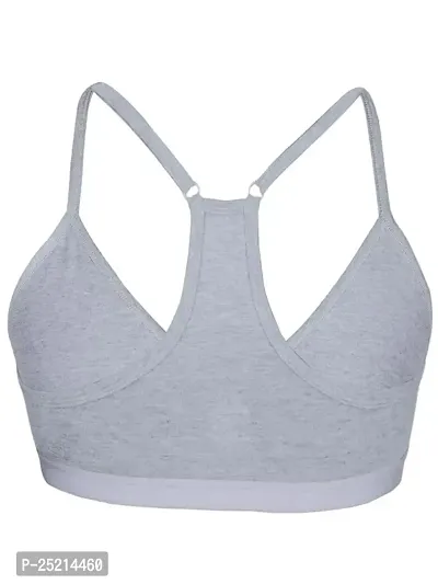 D?Chica V-Neck Padded Everyday Cotton Bra (Pack of 1) Seamless Bralette with Adjustable Straps | Removable Pads Wire Free Sports Bras | Slip on T-Shirt Cami Bra Gym Activewear for Girls  Young Women-thumb3