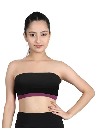D'chica (Pack of 1) Slip-on Strapless Bra for Teenagers, Girls Sports Bra Cotton Non-Wired Beginners Non-Padded Crop Top Bra Full Coverage Seamless Gym Stylish Workout Training Bra for Kids