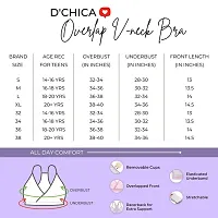 D?Chica V-Neck Padded Everyday Cotton Bra (Pack of 1) Seamless Bralette with Adjustable Straps | Removable Pads Wire Free Sports Bras | Slip on T-Shirt Cami Bra Gym Activewear for Girls  Young Women-thumb1