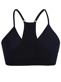 D?Chica V-Neck Padded Everyday Cotton Bra (Pack of 1) Seamless Bralette with Adjustable Straps | Removable Pads Wire Free Sports Bras | Slip on T-Shirt Cami Bra Gym Activewear for Girls  Young Women-thumb2