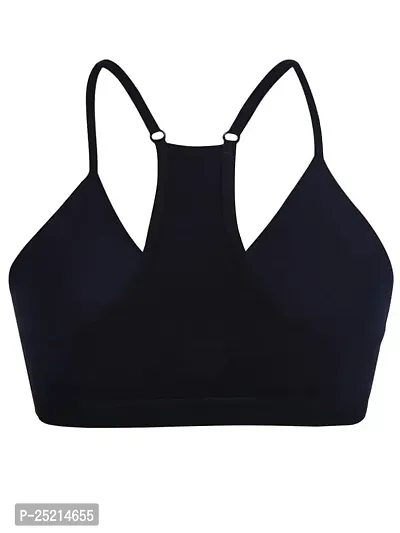 D?Chica V-Neck Padded Everyday Cotton Bra (Pack of 1) Seamless Bralette with Adjustable Straps | Removable Pads Wire Free Sports Bras | Slip on T-Shirt Cami Bra Gym Activewear for Girls  Young Women-thumb3