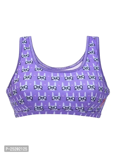 D'chica Sports Bra for Women  Girls, Cotton Non-Padded Full Coverage Beginners Non-Wired T-Shirt Gym Workout Bra with Regular Broad Strap, Activewear Training Bra for Teenager Kids (Purple)-thumb4