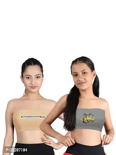 Buy D'chica Slip-on Strapless Bra for Womens Girls (Pack of 2) Cotton Non- Padded Full Coverage Wire Free Tube Bra for Low-Cut Tops, Dresses, Off  Shoulder/Crop Tops Western Outfits Online In India At