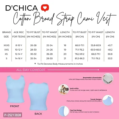 D?Chica Broad Strap Camisole Bra for Women's | Non- Padded Sleeveless Round Neck Full Coverage Undershirts Cami Vest with Regular Straps | Cotton Camisole Innerwear for Girls-thumb2