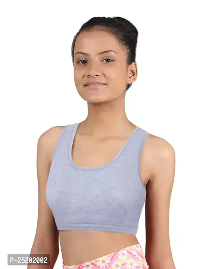 D'chica Sports Bra for Women  Girls, (Pack of 1) Cotton Non-Padded Full Coverage Beginners Wire-Free T-Shirt Gym Workout Bra with Regular Broad Strap, Activewear Training Bra for Teenagers