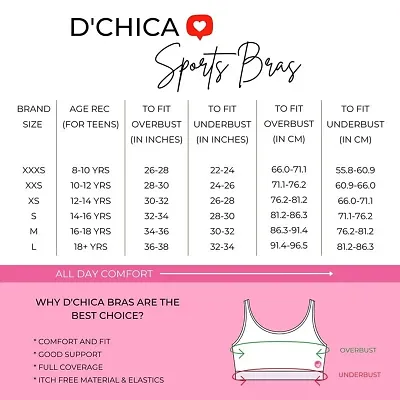 Buy D'chica Sports Bra for Women Girls, Cotton Non-Padded Full Coverage  Beginners Non-Wired T-Shirt Gym Workout Bra with Regular Broad Strap,  Training Bra for Teenager Kids (Pack of 1) Multicolour - Lowest