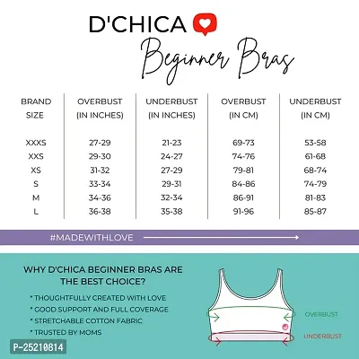 D'chica Sports Bra for Women  Girls, Cotton Non-Padded Full Coverage Beginners Non-Wired T-Shirt Gym Workout Bra with Regular Broad Strap, Printed Training Bra for Teenager Kids (Pack of 1)-thumb2
