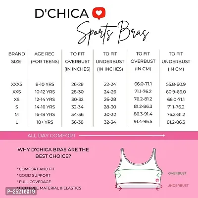 D'chica Sports Bra for Women  Girls, Cotton Non-Padded Full Coverage Beginners Non-Wired T-Shirt Gym Workout Bra with Regular Broad Strap, Training Bra for Teenager Kids (Pack of 1) Pink-thumb2
