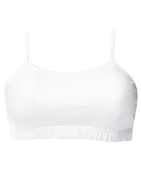 D'chica Uniform Bras for Women  Girls, Graphic Printed Cotton Non-Padded Full Coverage Everyday Non-Wired Seamless Gym Bra with Adjustable Thin Strap, Training Bra for Teenager Kids (Pack of 1) White-thumb3