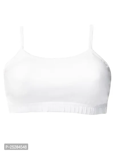 D'chica Uniform Bras for Women  Girls, Graphic Printed Cotton Non-Padded Full Coverage Everyday Non-Wired Seamless Gym Bra with Adjustable Thin Strap, Training Bra for Teenager Kids (Pack of 1) White-thumb4