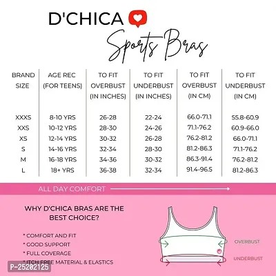 D'chica Sports Bra for Women  Girls, Cotton Non-Padded Full Coverage Beginners Non-Wired T-Shirt Gym Workout Bra with Regular Broad Strap, Activewear Training Bra for Teenager Kids (Purple)-thumb2
