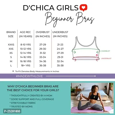 D'chica Sports Bra for Women  Girls (Pack of 2) Cotton Non-Padded Full Coverage Beginners Non-Wired T-Shirt Gym Workout Bra with Regular Broad Strap, Printed Training Bra for Teenager-thumb2