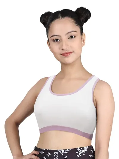 D'chica Sports Bra for Women Girls, (Pack of 1) Non-Padded Full Coverage Beginners Wire-Free T-Shirt Gym Workout Bra with Regular Broad Strap, Activewear Training Bra for Teenagers