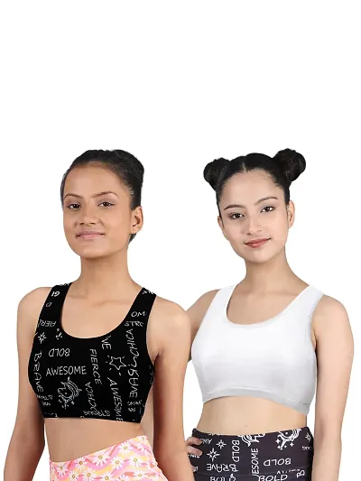 Buy DChica Sports Bra for Women & Girls, Cotton Non-Padded Full