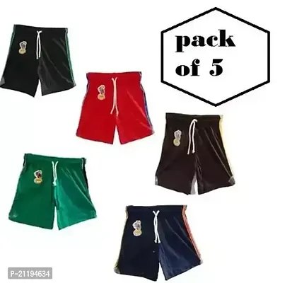 Stylish Cotton Blend Self Pattern Shorts For Boys- Pack Of 5