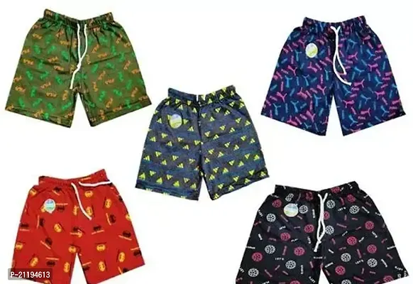 Stylish Cotton Blend Printed Shorts For Boys- Pack Of 5