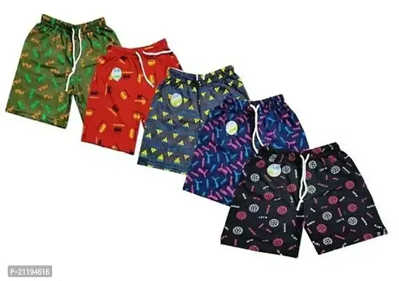 Stylish Cotton Blend Printed Shorts For Boys- Pack Of 5