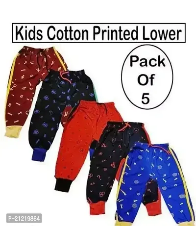 Stylish Cotton Printed Pyjama Bottom For Kids- Pack Of 5-thumb0