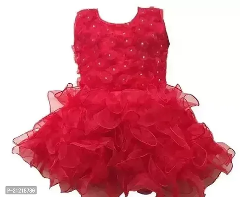 Elegant Red Modal Self Pattern Frocks For Girls-thumb0