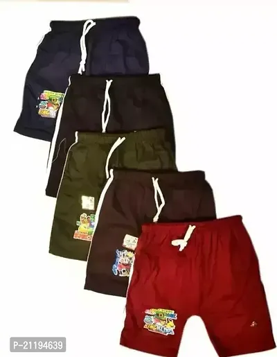 Stylish Cotton Blend Self Pattern Shorts For Boys- Pack Of 5