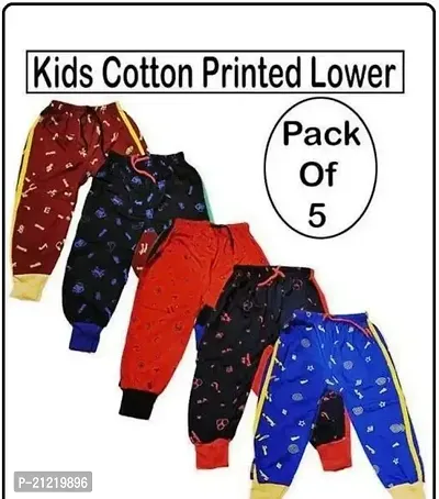Stylish Cotton Printed Pyjama Bottom For Kids- Pack Of 5