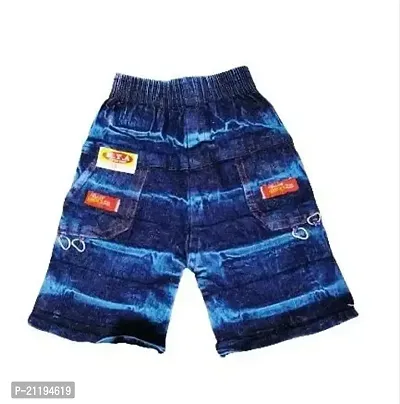 Stylish Blue Cotton Blend Self Pattern Shorts For Boys-thumb0