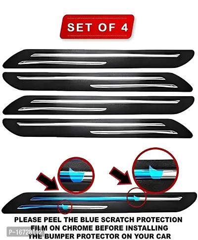 Guance Double Chrome Car Bumper Protector car Edge Guard (Pack of 4 Pcs) Front Rear Bumper Protector Universal for Ameo 2018-thumb2