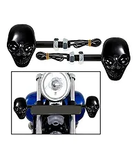 Guance Skull Shape Front, Rear LED Indicator Light (Red Set of 2) for Bike-thumb1