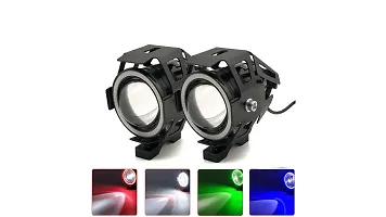 Guance U7 LED DRL Ring with Projector Lens, Fog Light High Beam, Low Beam and Flashing Mode-with Red Angel Eyes Light Ring (Pack of 1) for Red CB Shine SP-thumb1