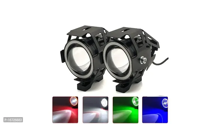 Guance U7 LED DRL Ring with Projector Lens, Fog Light High Beam, Low Beam and Flashing Mode-with Red Angel Eyes Light Ring (Pack of 1) for Red CB Shine SP-thumb2