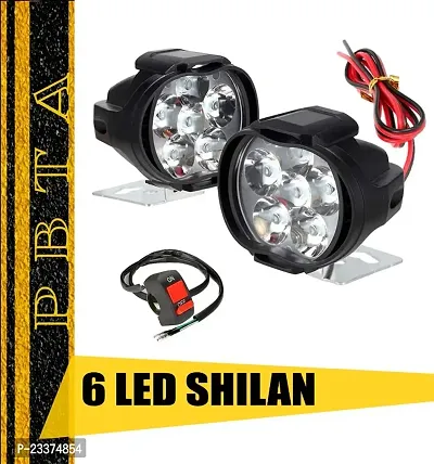 Guance 6 LED SHILAN Fog Light Waterproof Black Body Spot Beam Pod Work Lamp with Handlebar Switch for Motorcycle Jeep SUV Car and Truck Pack of 2 with Switch-thumb0