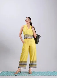 Contemporary Yellow Poly Linen Printed Co-Ords Sets For Women-thumb1