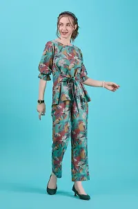 Fancy Green Linen Printed Co-Ords Sets For Women-thumb3