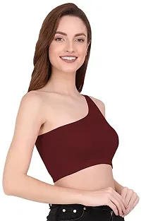 Eshu enterprise Summer Short Sleeve Tops Sexy Strappy Tee High Waist Crop Top Tee Female Sleeveless Crop (XS, Maroon)-thumb3