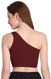 Eshu enterprise Summer Short Sleeve Tops Sexy Strappy Tee High Waist Crop Top Tee Female Sleeveless Crop (XS, Maroon)-thumb4