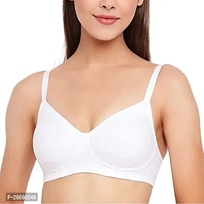 Stylish White Cotton Blend Solid Bras For Women-thumb0