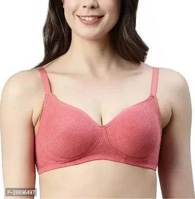 Stylish Peach Cotton Blend Solid Bras For Women-thumb0