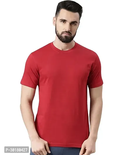 Mens Regular Fit Half Sleeve Plain Solid Casual Wear Round Neck T Shirt-thumb0